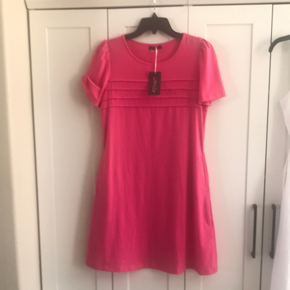 Women's Pink Short Sleeve A-Line Dress